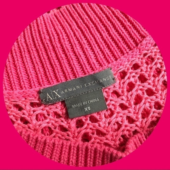 𝅺Armani Exchange Open Weave Crochet Sweater Top Size XS - Picture 6 of 7